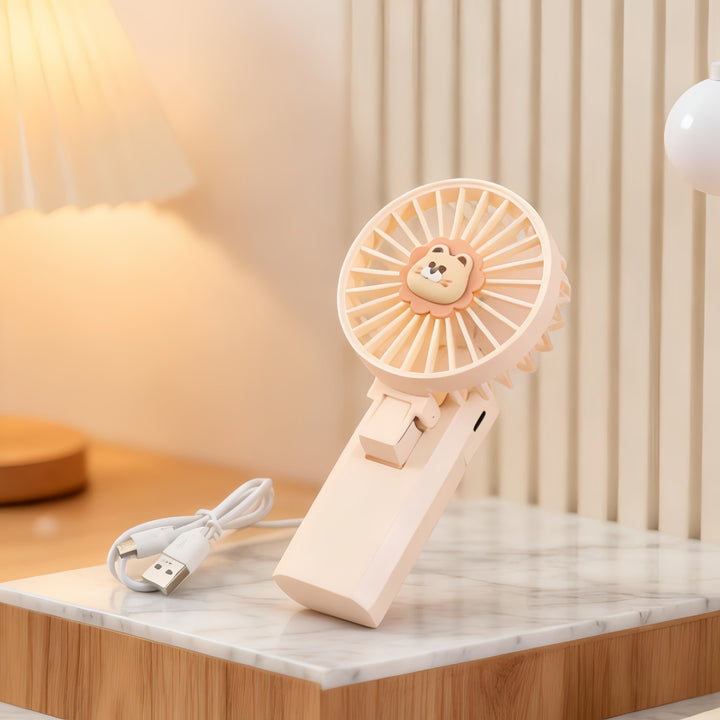 Ladies portable hand fan with cute lion motif Kalsten