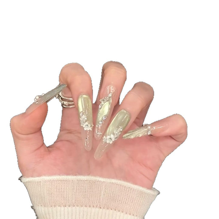 Decorative Floral Acrylic Nail Extensions