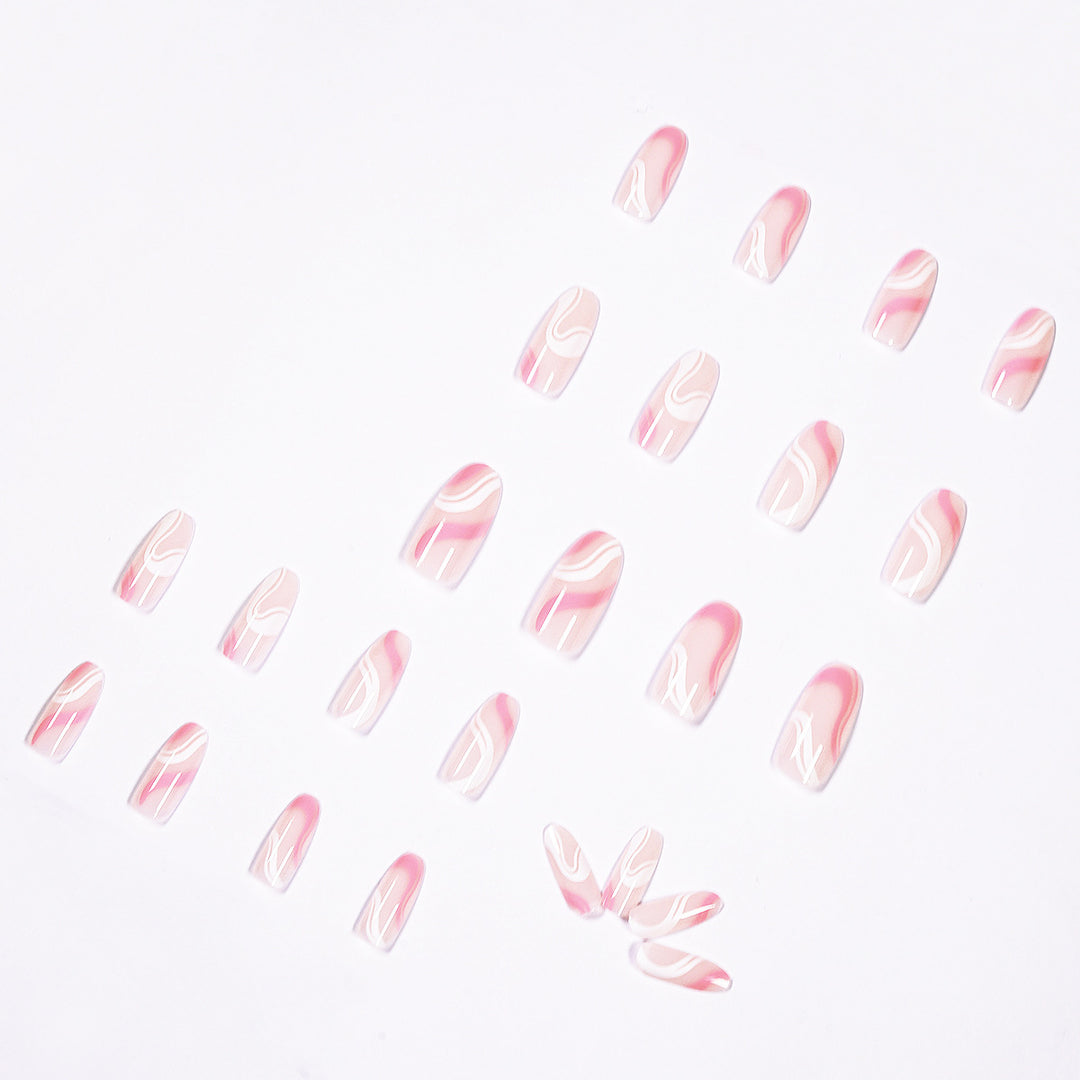 Artistic Nail Extensions with Modern Wave Pattern Kalsten
