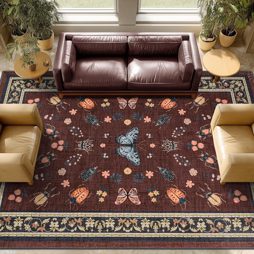 Decorative Floral Pattern Area Rug Kalsten