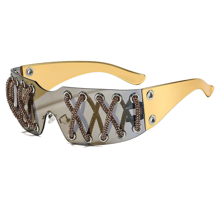 Women futuristic design sunglasses with unique decor Kalsten