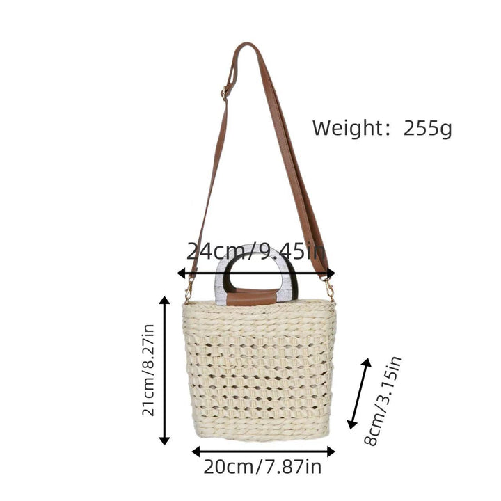 Woven natural material handbag with comfortable shoulder carrying device Kalsten
