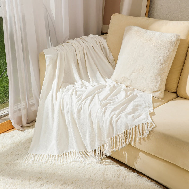 Elegant Fringe Throw Blanket Kalsten