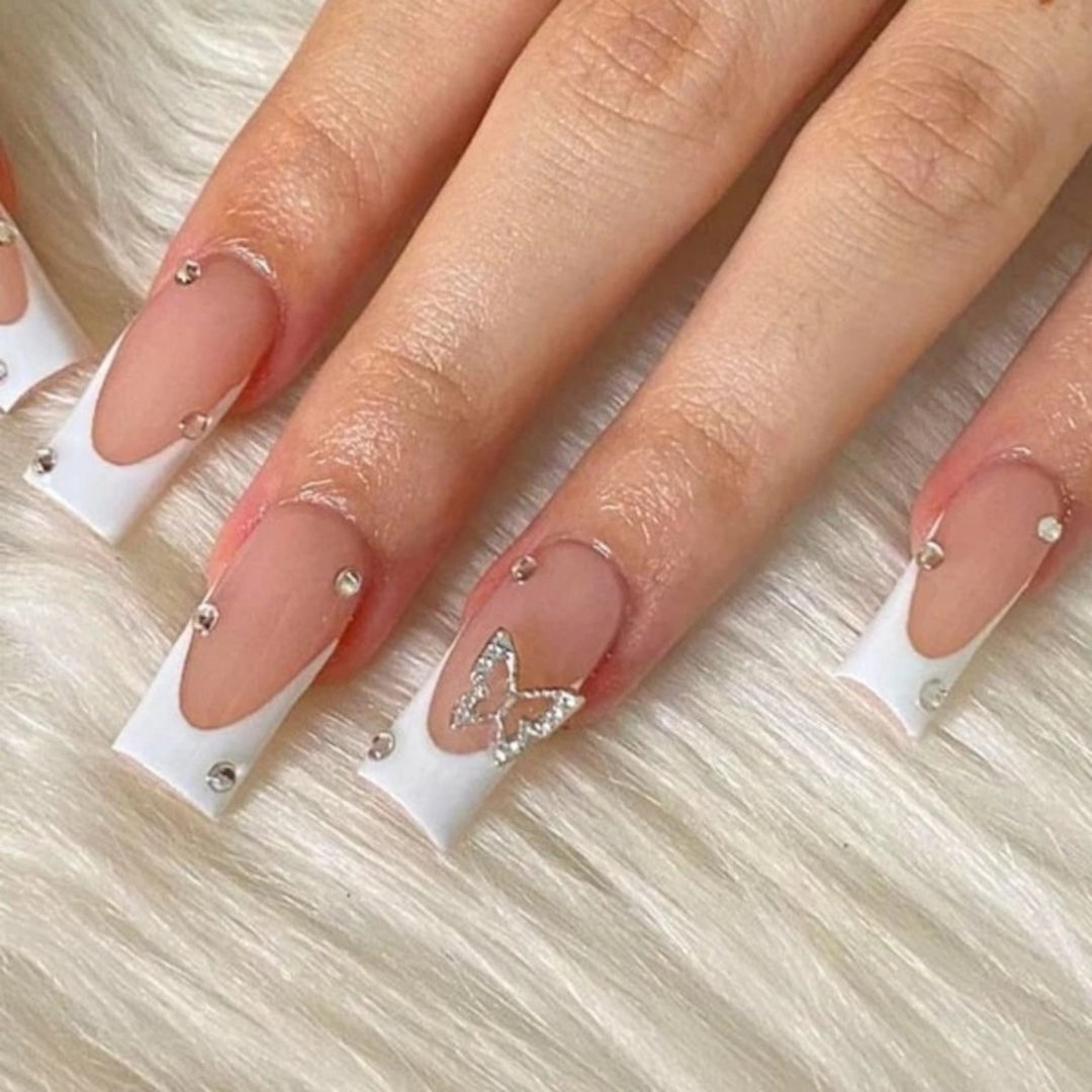Ornate Butterfly-Inspired Acrylic Nail Extensions Kalsten