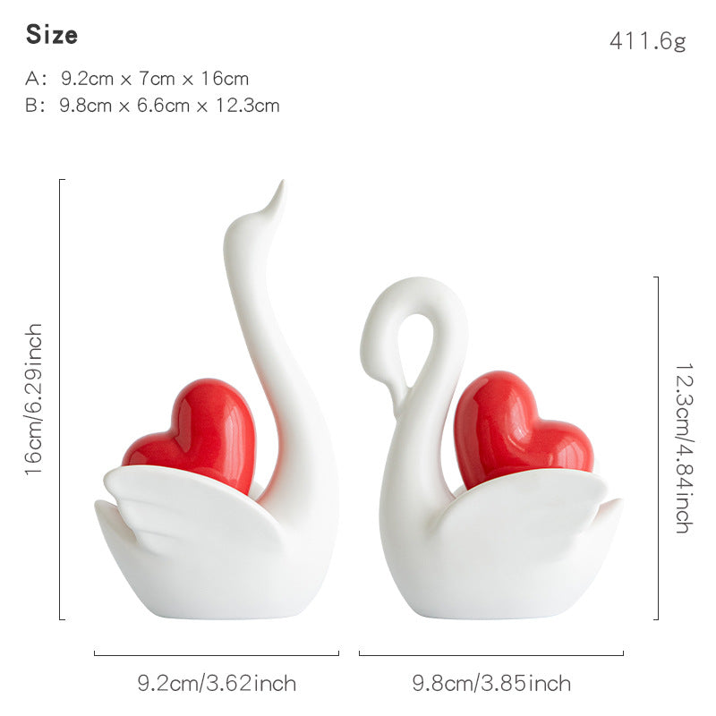 Elegant and romantic swans decorative figure Kalsten
