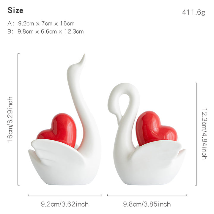 Elegant and romantic swans decorative figure Kalsten