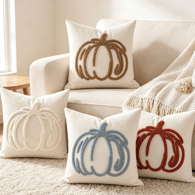 Decorative Tufted Pumpkin Throw Pillow Cover