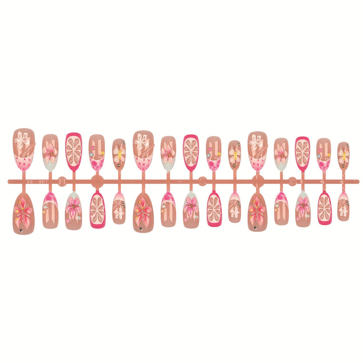 Floral Embellished Press-On Nail Tips