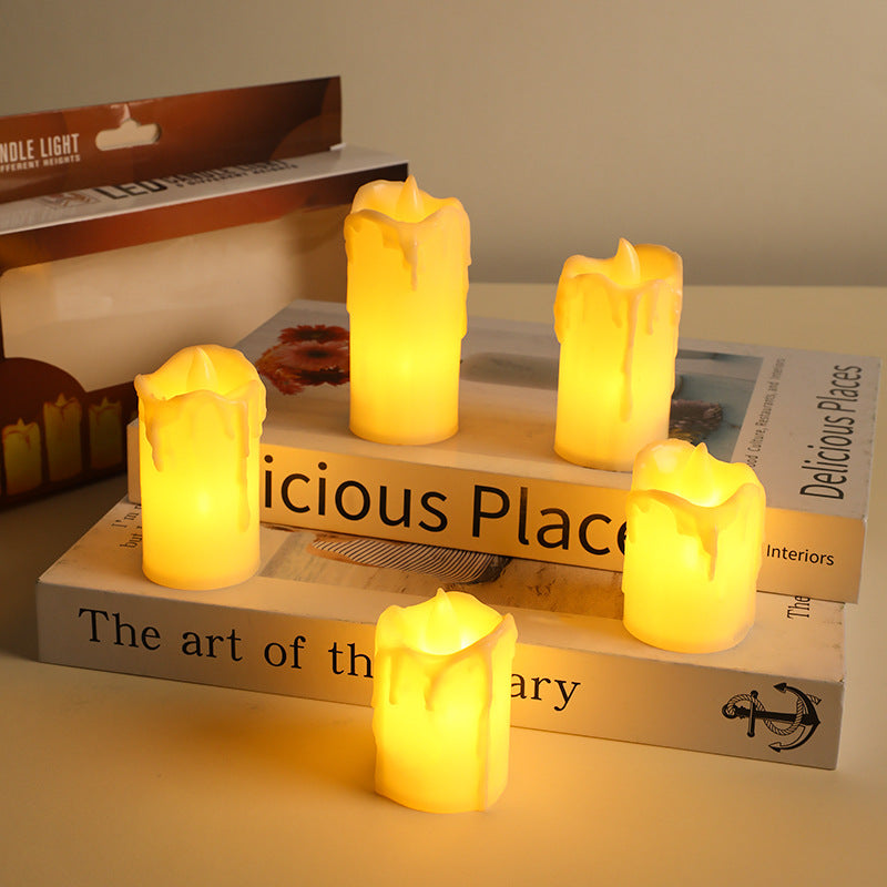 Battery-Powered Flickering LED Pillar Candle Trio with Realistic Drip-Wax Finish