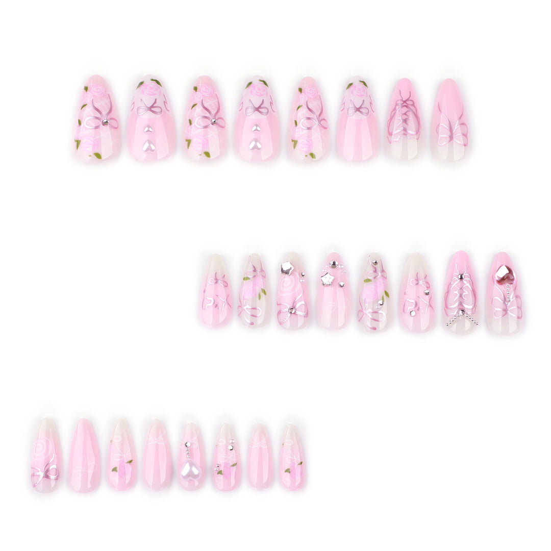 Artful Nail Art with Romantic Rose and Bow Designs Kalsten