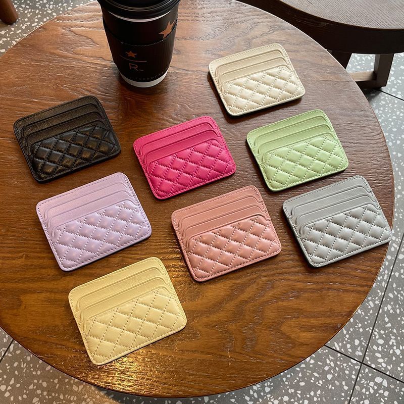 Quilted Leather Card Holder Wallet