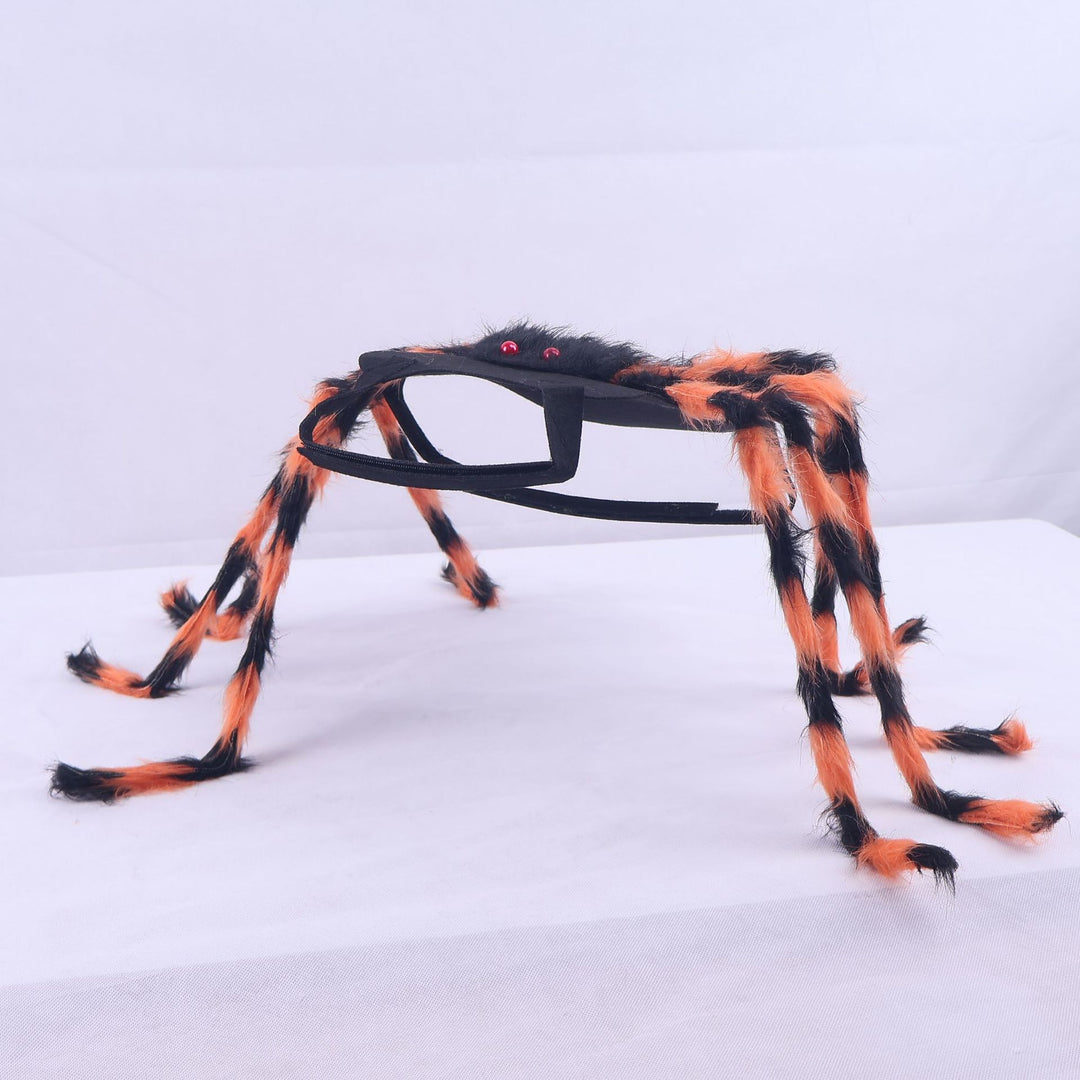 Costume headband with eight-legged plush spider and elastic headband