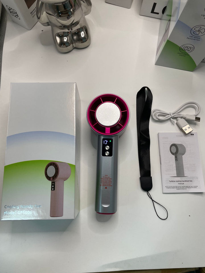 Women's Portable Turbo Hand Fan with Digital Control Kalsten