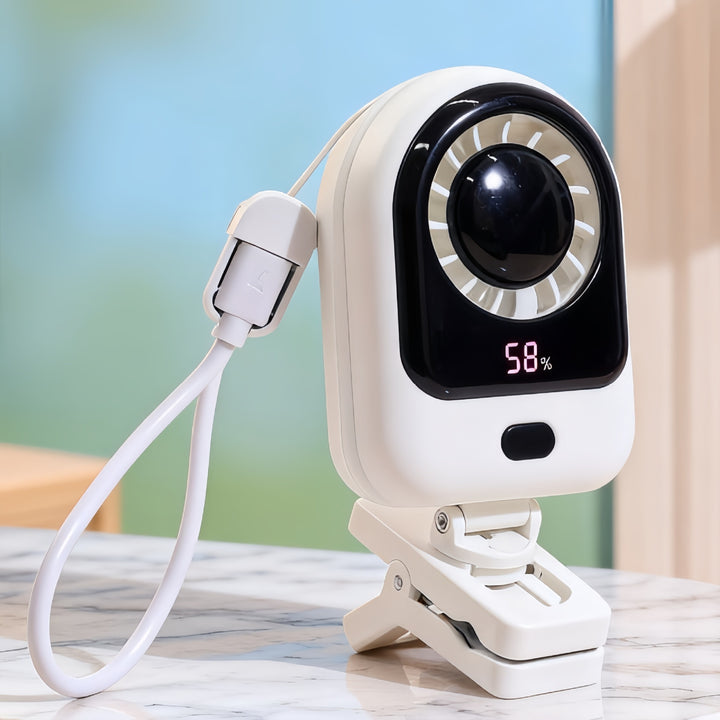 Women's portable table fan with LCD display and USB charging port Kalsten