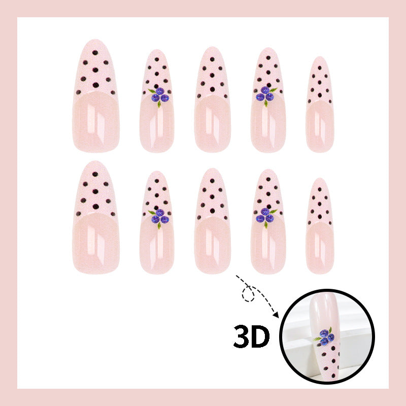 Acrylic nail set with stylish dots and floral embellishments Kalsten