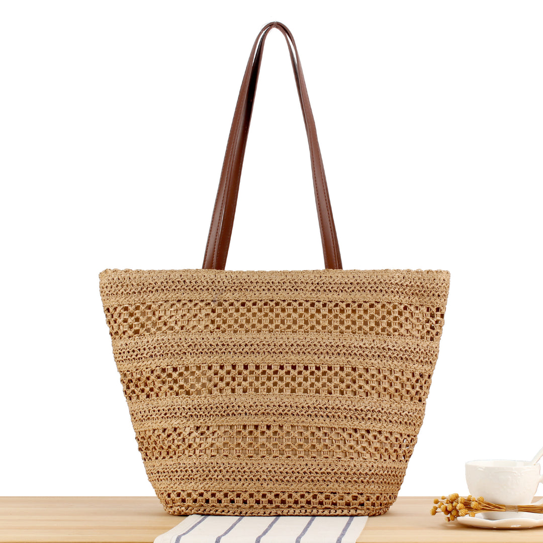 Elegant Bast Beach Bag with High-Quality Faux Leather Handles Kalsten