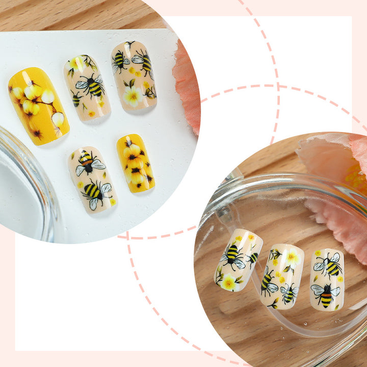 Bee-Themed Press-On Nail Art Set kalsten