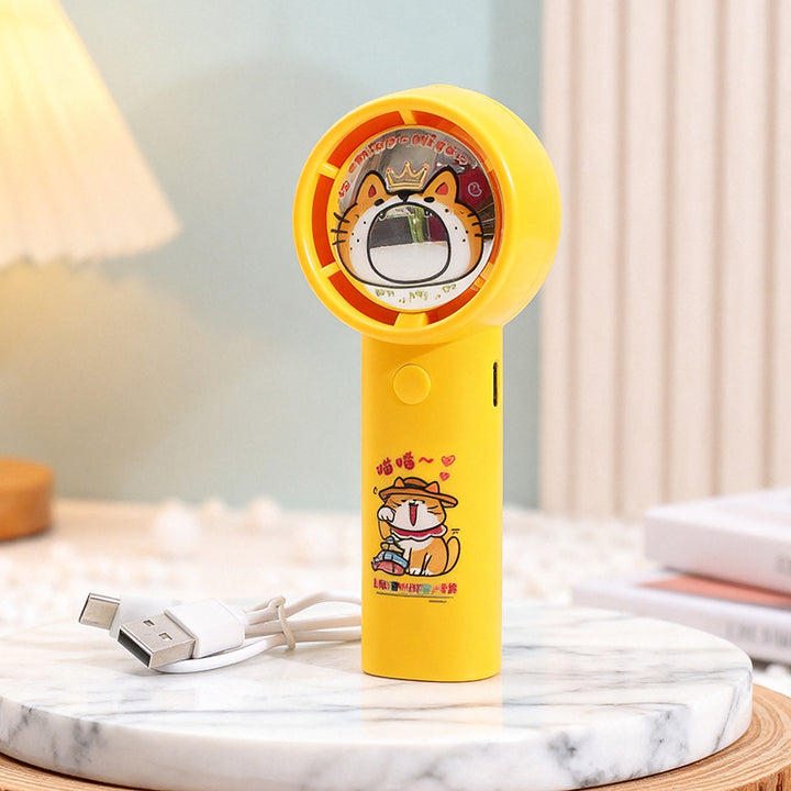 Ladies portable hand fan with playful bear design Kalsten