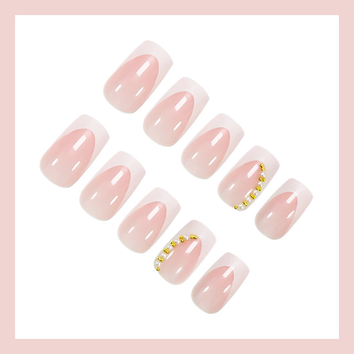 Artificial nail set with elegant French tips and glitter accents Kalsten