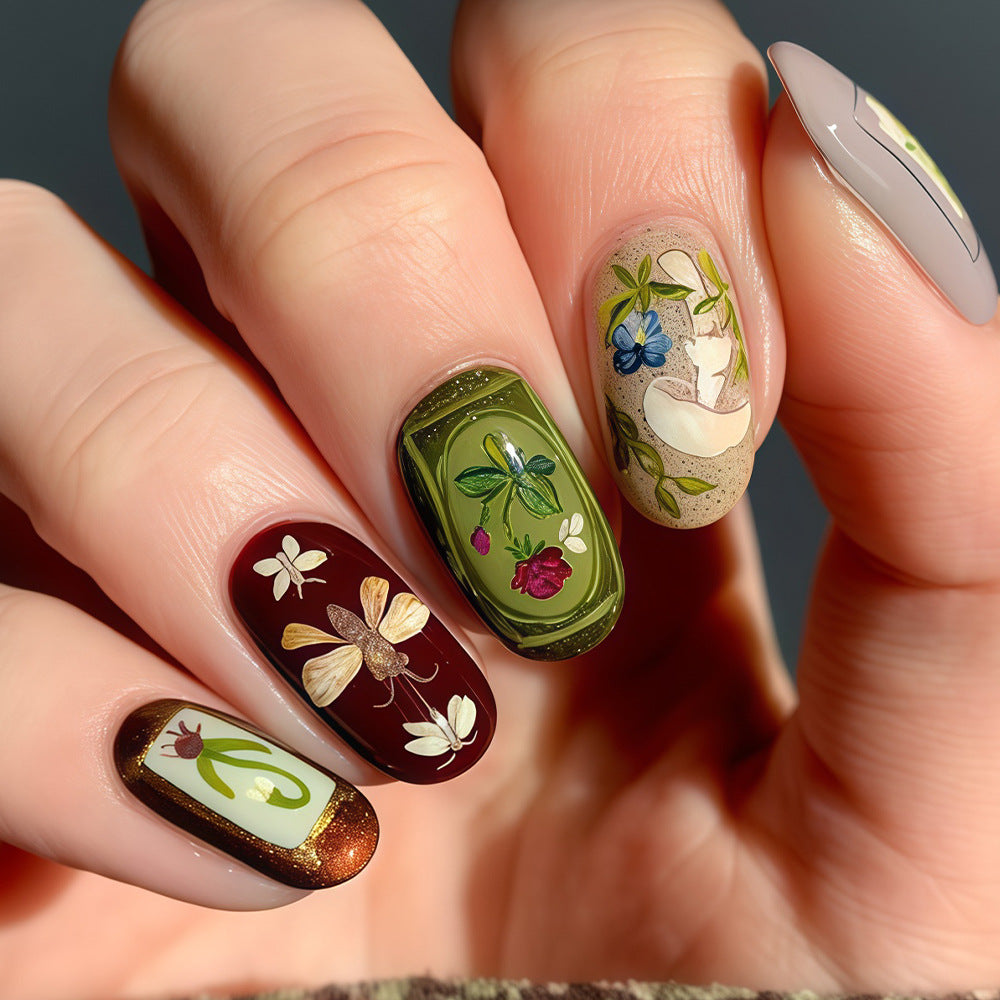 Art Nail Set with Botanical Patterns Kalsten
