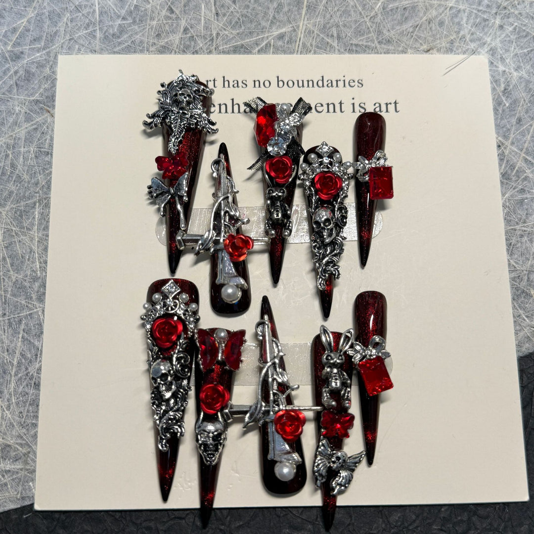 Gothic-Inspired Ornate Press-On Nail Art Set