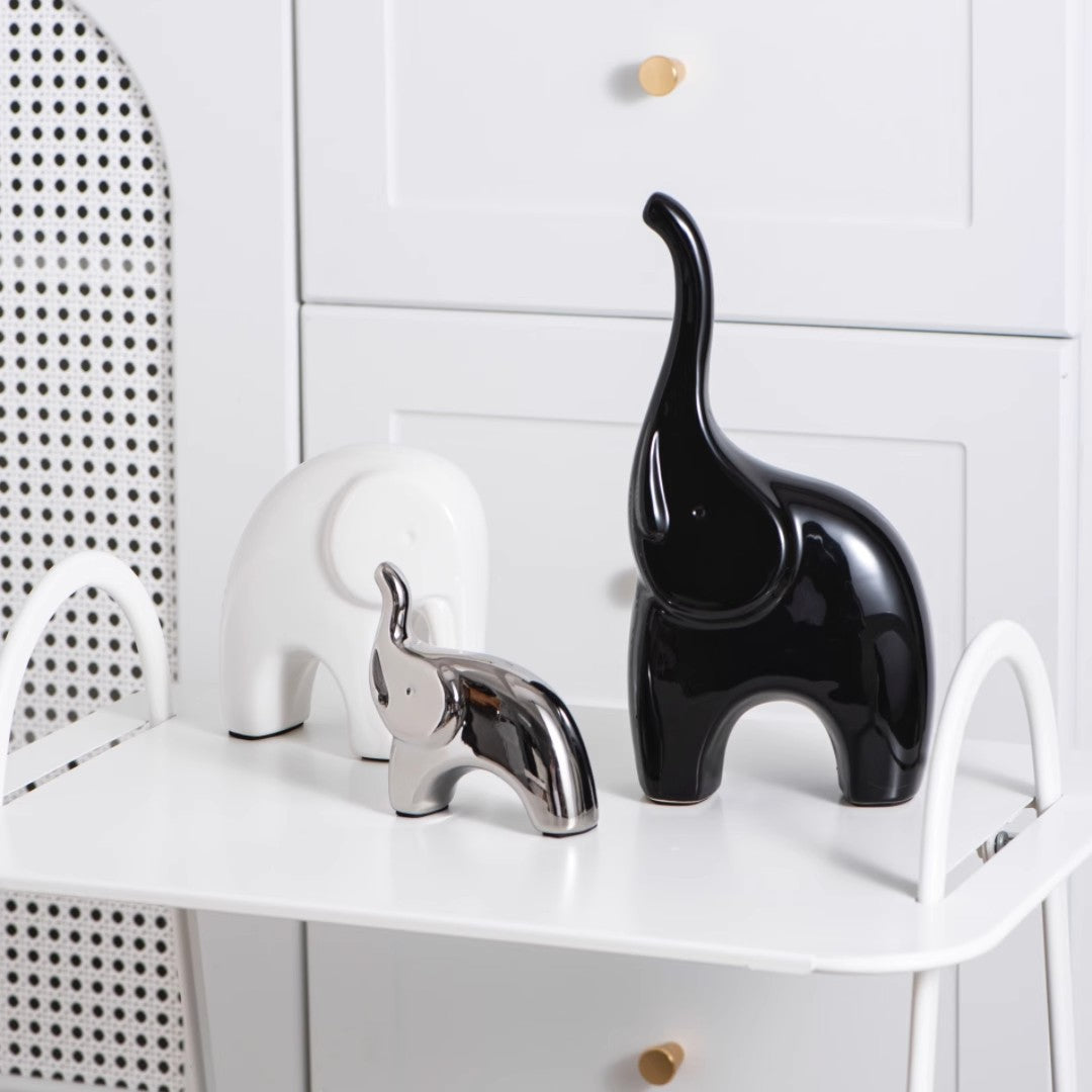 Decorative Metallic Elephant Figurines for Home Decor