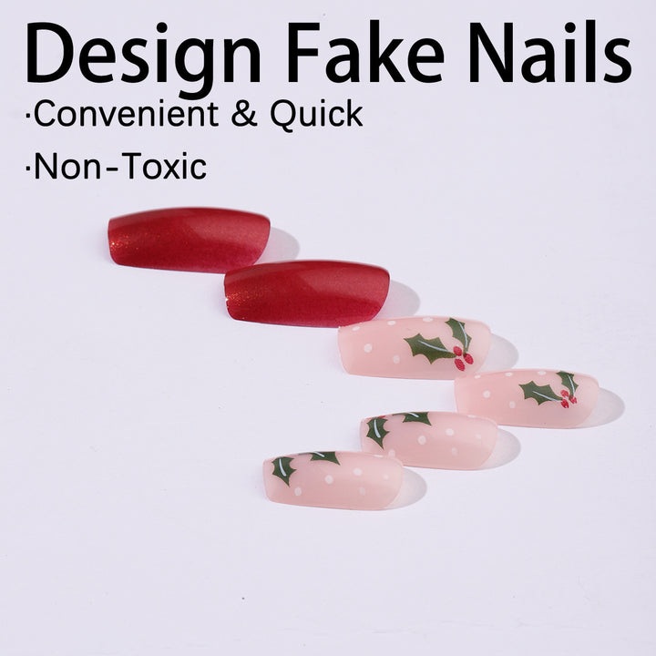 Artificial nail set with festive Christmas design and playful festive decoration Kalsten