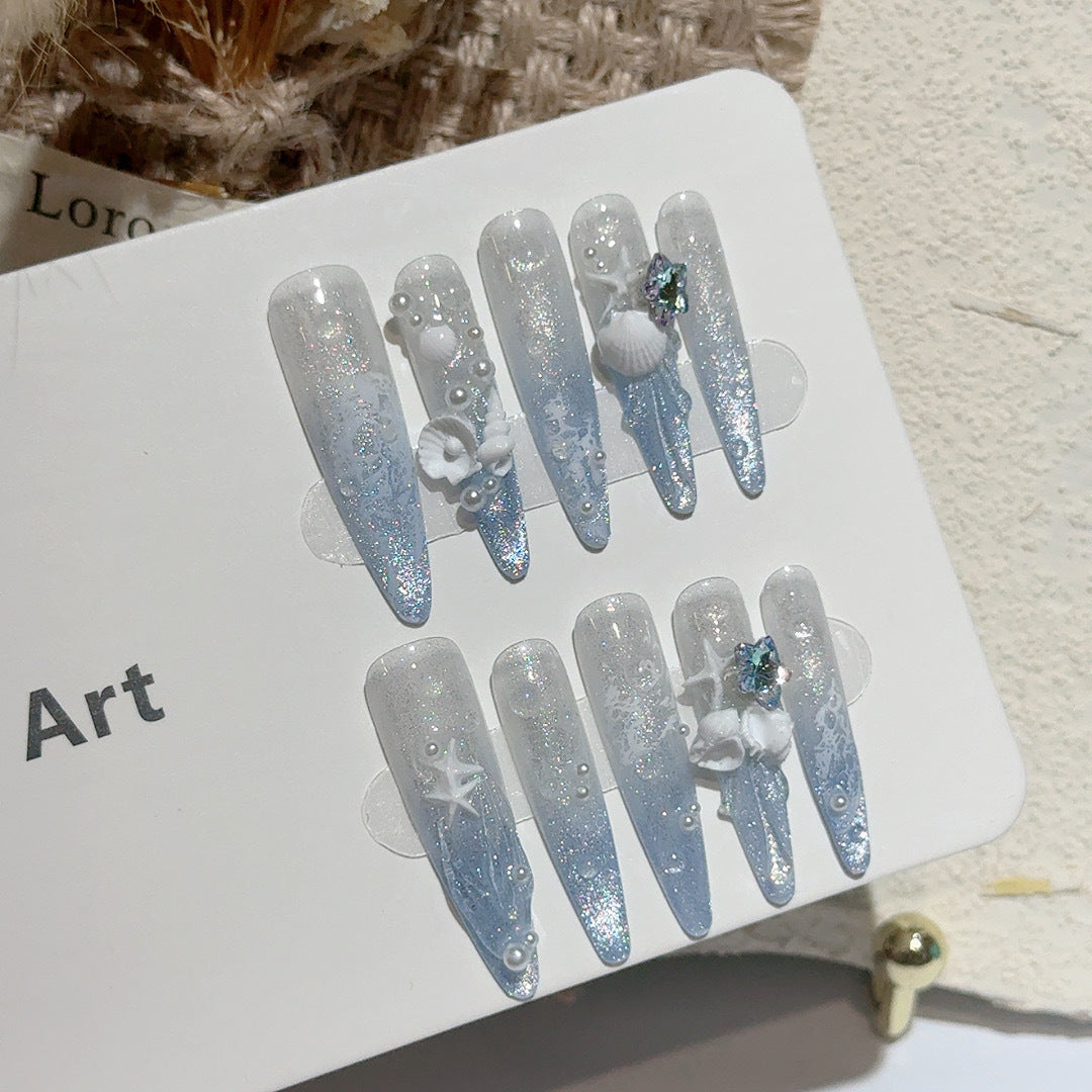 Coastal-Themed Decorative Press-On Nail Art Set