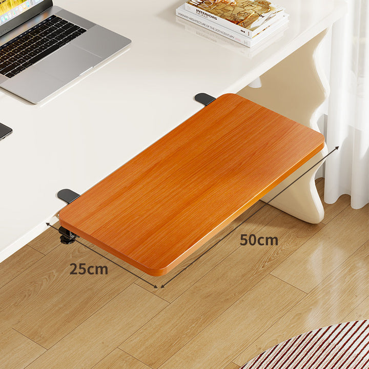 Under-Desk Bamboo Slide-Out Work Surface Clamp-Mounted Keyboard & Mouse Platform