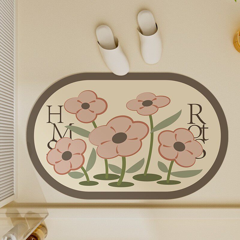 Floral Design Bath Rug for Bathroom Floors