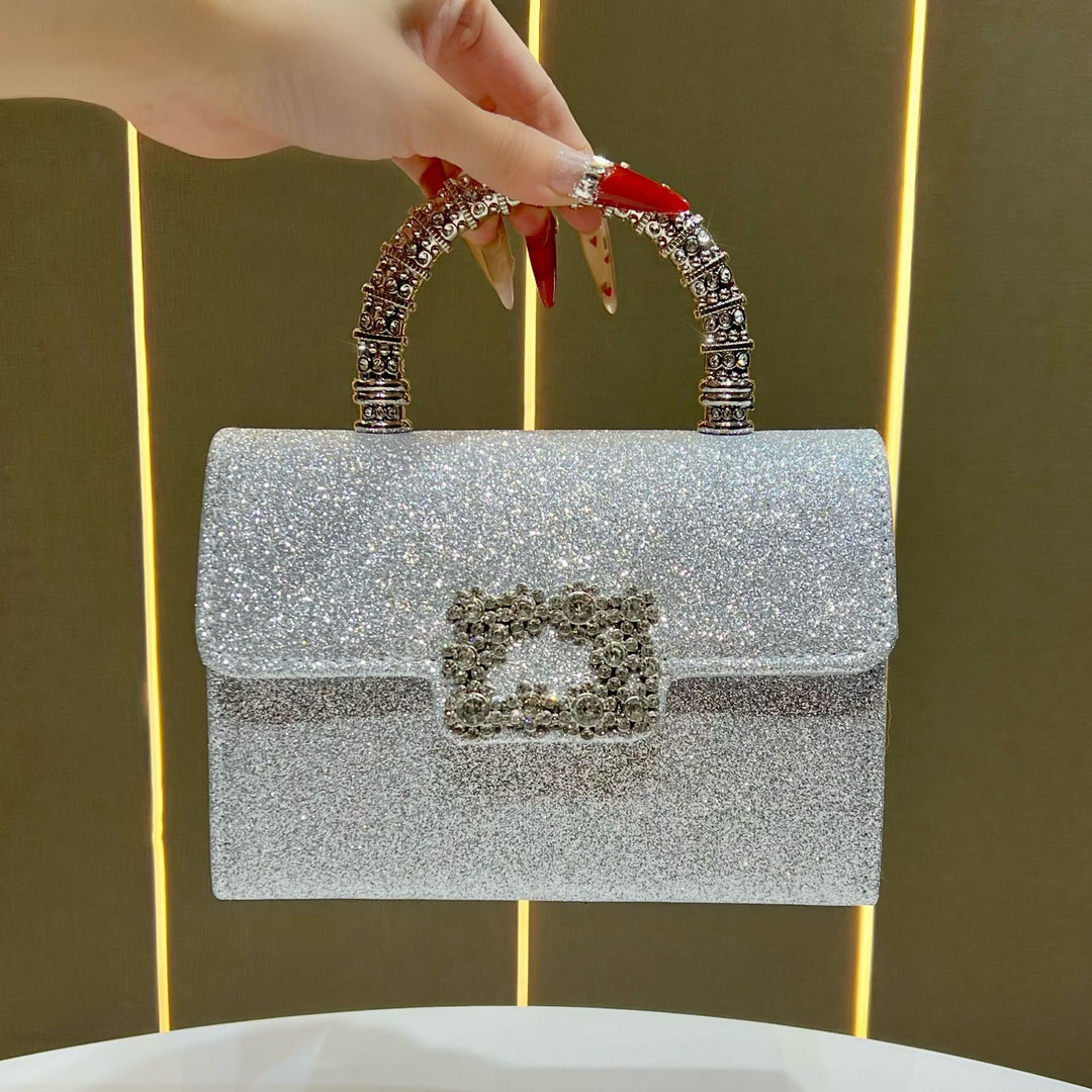 Elegant Rhinestone-Studded Handheld Evening Purse