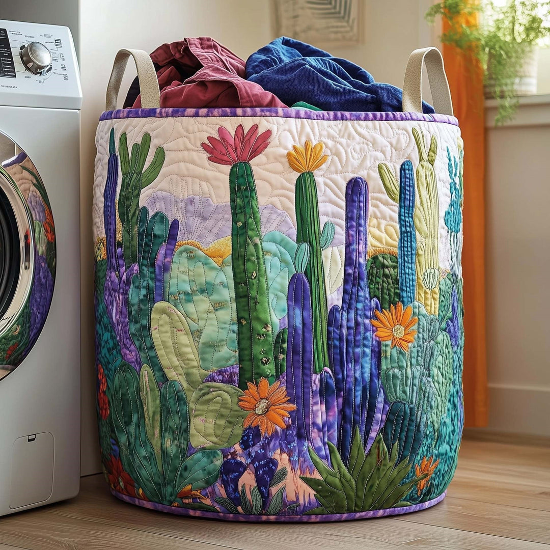 Quilted Decorative Laundry Storage Basket With Rope Handles Collapsible Fabric Organizer
