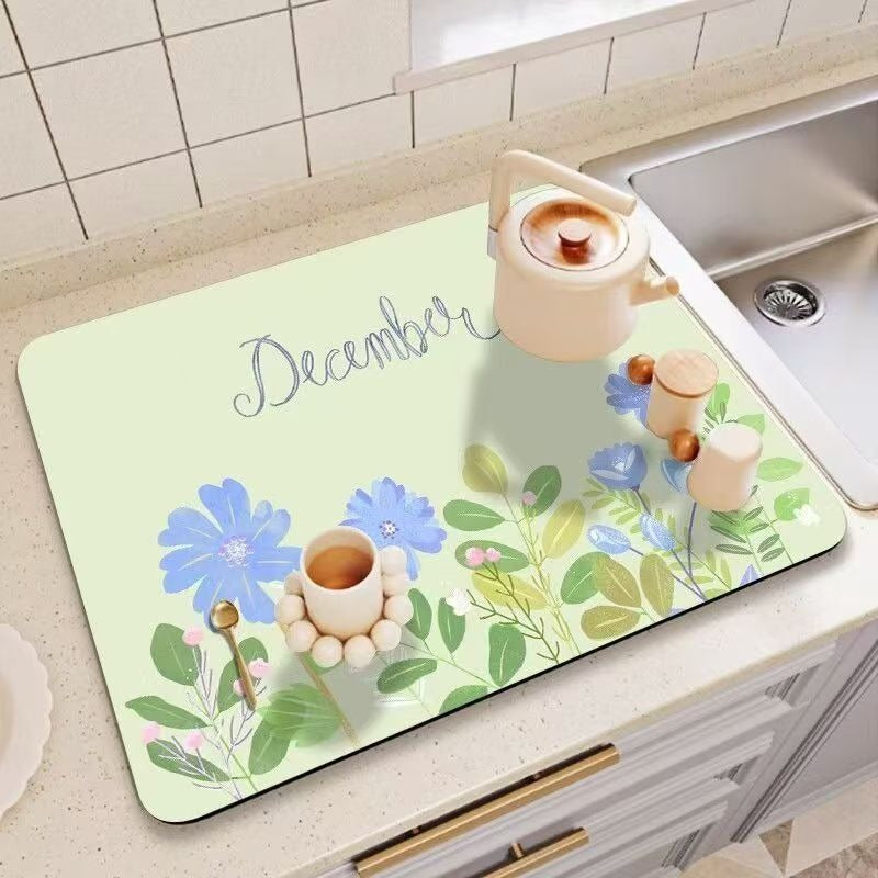 Decorative Floral Print Kitchen Counter Mat Kalsten
