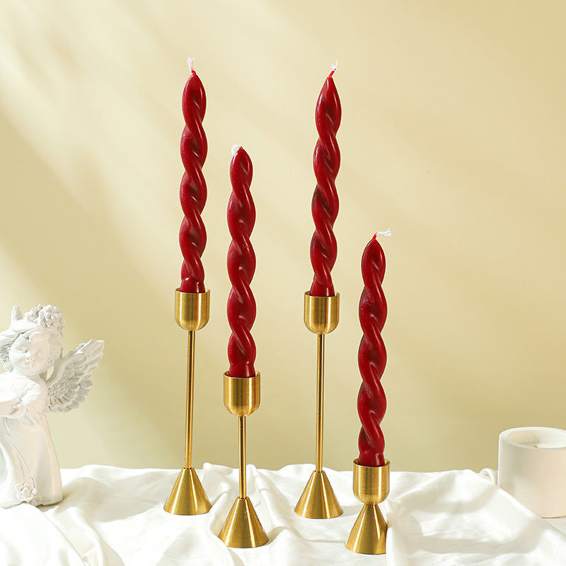 Hand-Poured Twisted Spiral Dinner Taper Candle Set