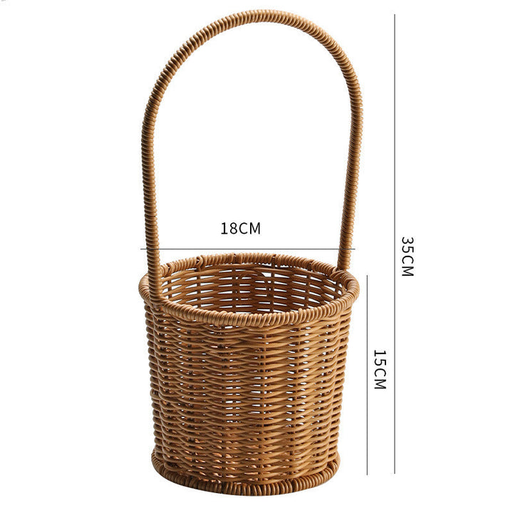 Decorative Woven Storage Basket with Mushroom Emblem Kalsten