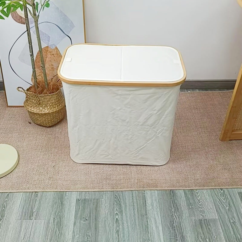 Elegant laundry basket with bamboo lid Kalsten