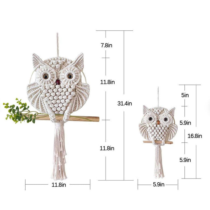 Artful Macrame Wall Hanging In Owl Shape Kalsten