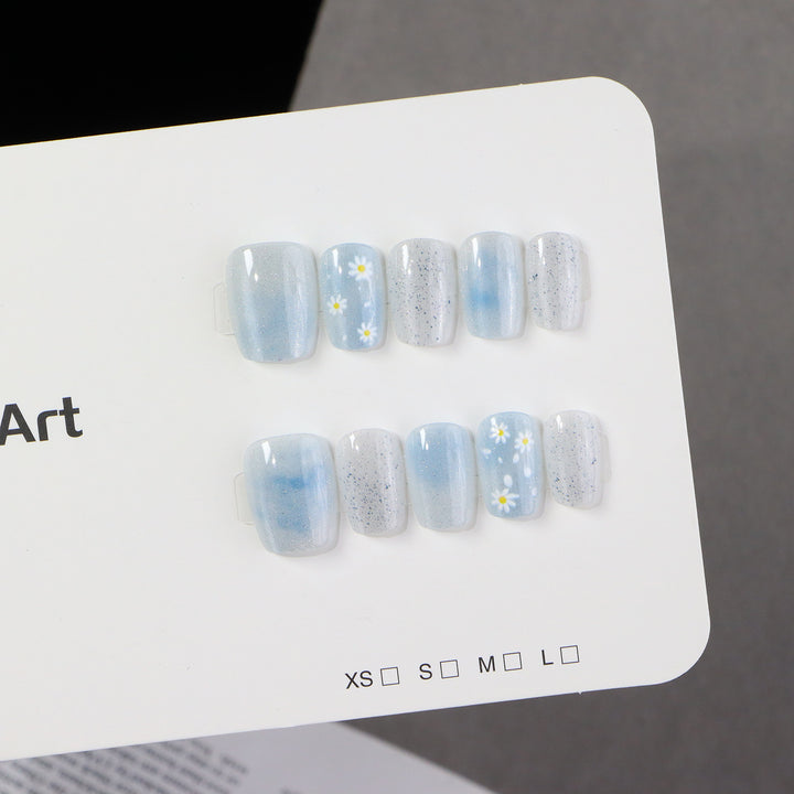 Artistic Press-On Nail Set with Floral Accents Kalsten 1788497744