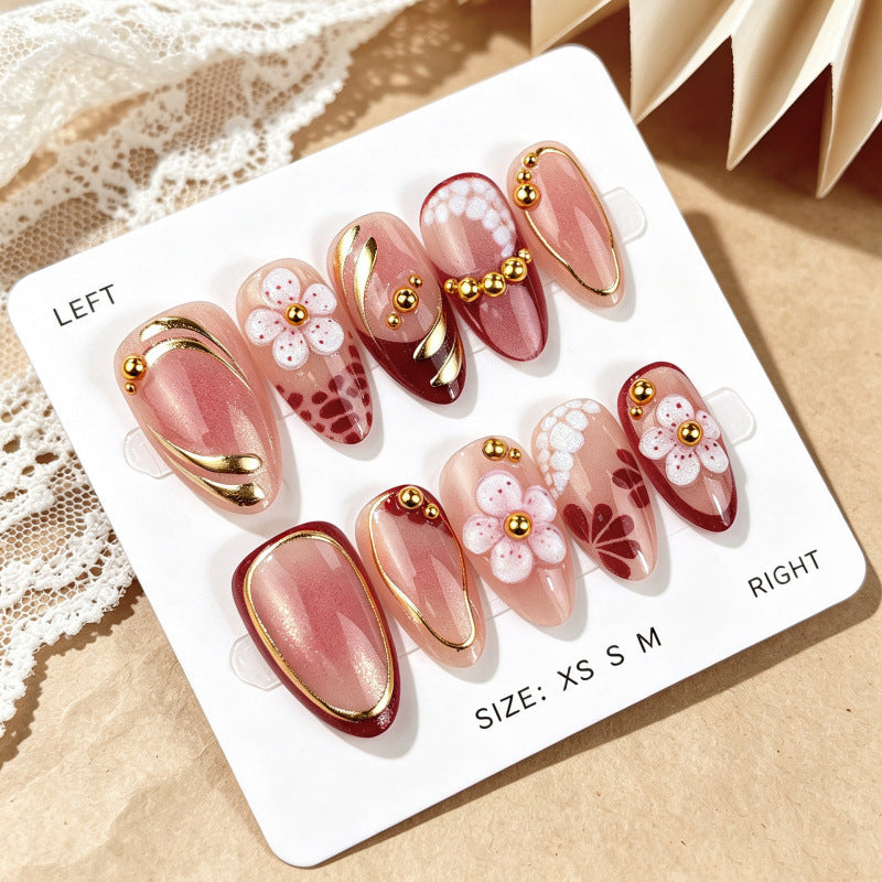 Artistic Floral Design Press-On Nail Set