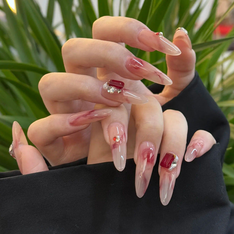 Stylish Press-On Nail Set with Elegant Glitter Accents Kalsten