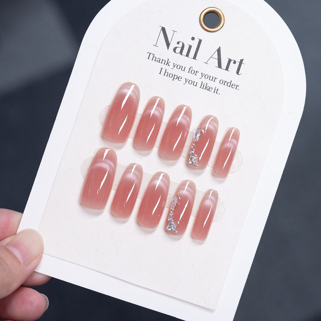 Elegant Crystal-Embellished Press-On Nail Art Set