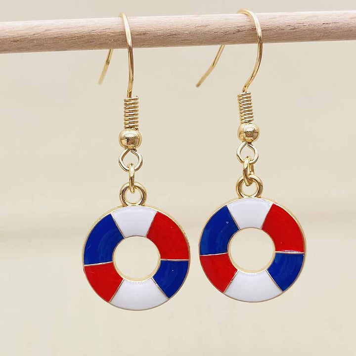 Women's Independence Day patriotic enamel flag dangle earrings with hypoallergenic fishhook wires Kalsten