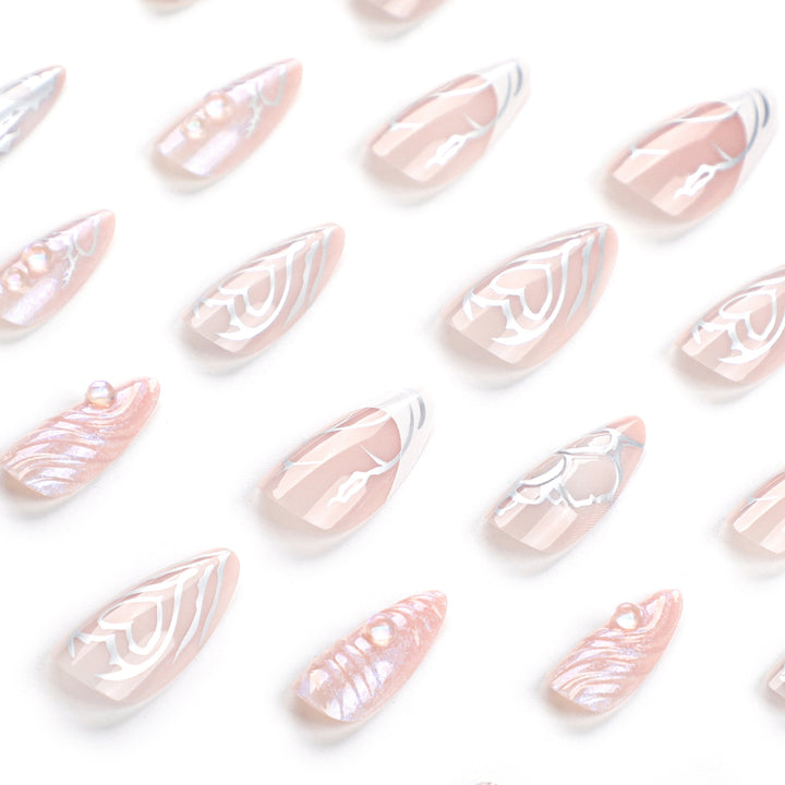 Artistic stiletto nails with holographic effects Kalsten