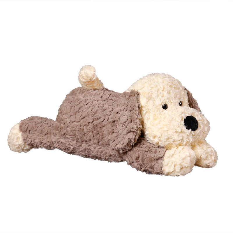 Long-Body Plush Dog Lumbar Pillow with Weighted Core and Ultra-Soft Faux Fur Kalsten