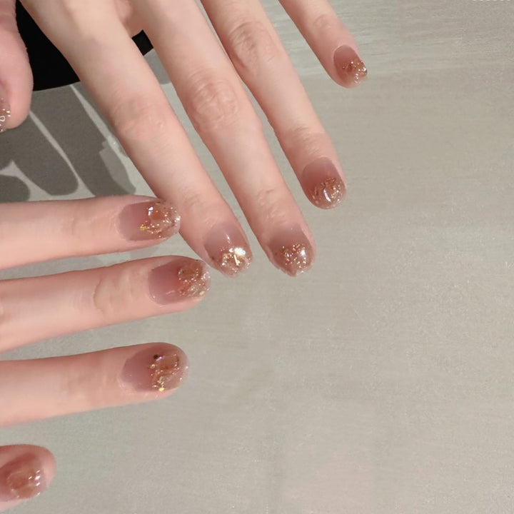 Elegant Press-On Nail Set with Glitter Accents