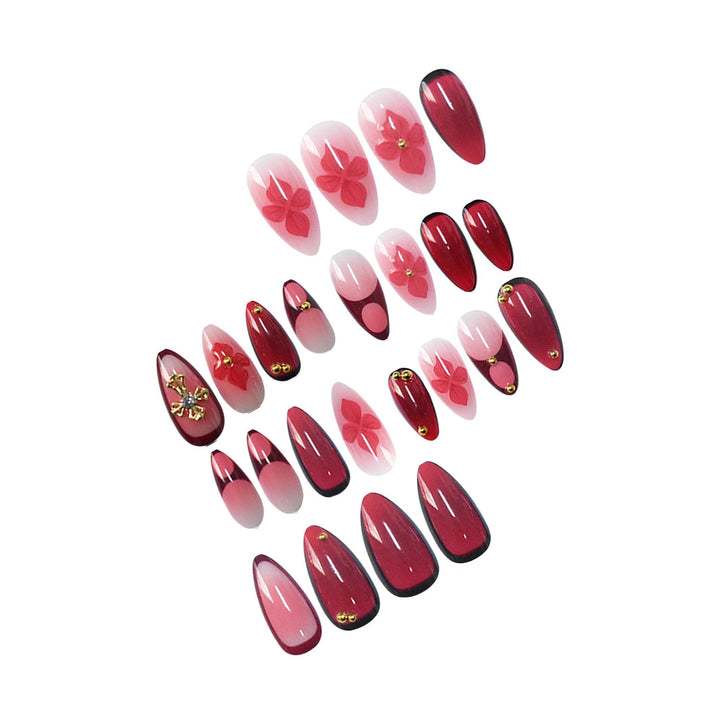 Premium Artistic Floral Stiletto Press-On Nails Kalsten
