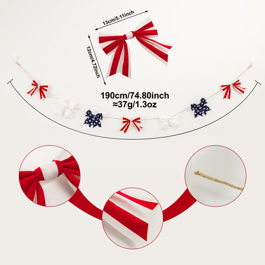 Unisex nan festive garland with striped fabric ribbons and jute rope Kalsten