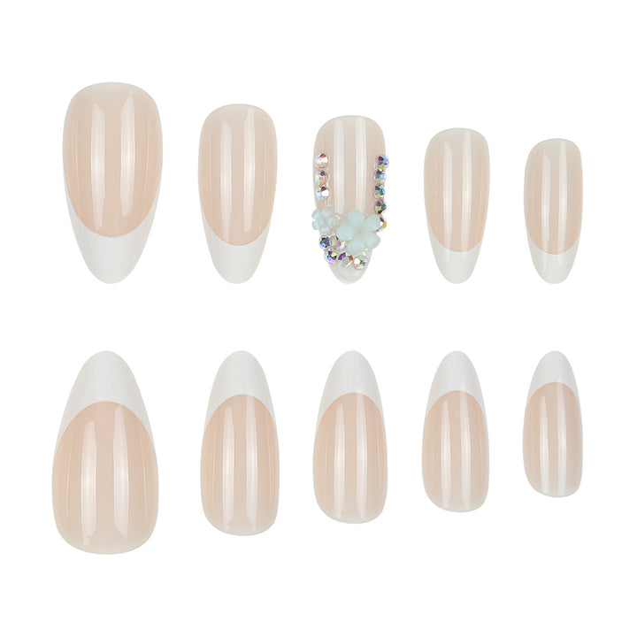 Decorative Stiletto Press-On Nails with Floral Accents Kalsten