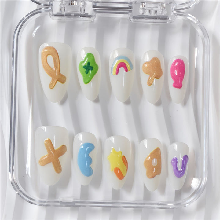 Artistic Cartoon-Themed Press-On Nail Art Set Kalsten