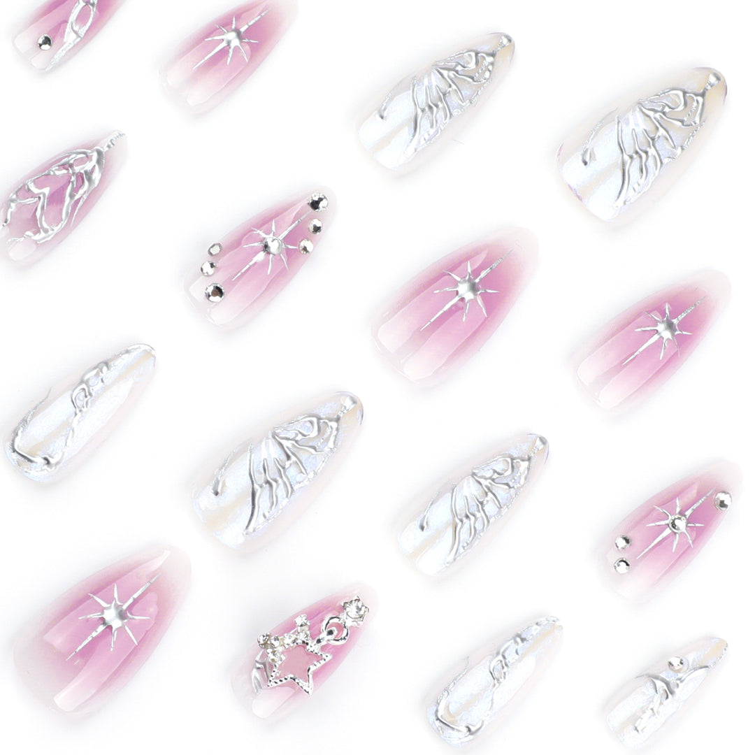 Artistic nail art with unique 3D decorations and glitter accents Kalsten